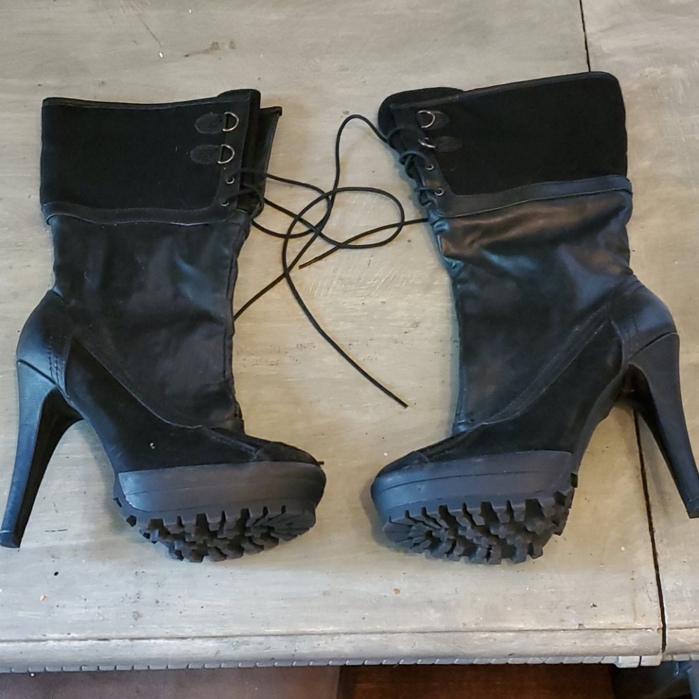 Gorgeous moto platform boots new zipper
